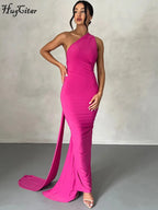 One Shoulder Backless Adjustable Scarf Loop Dress