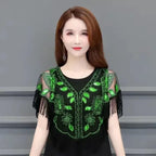 Sequined Shawl with Tassels