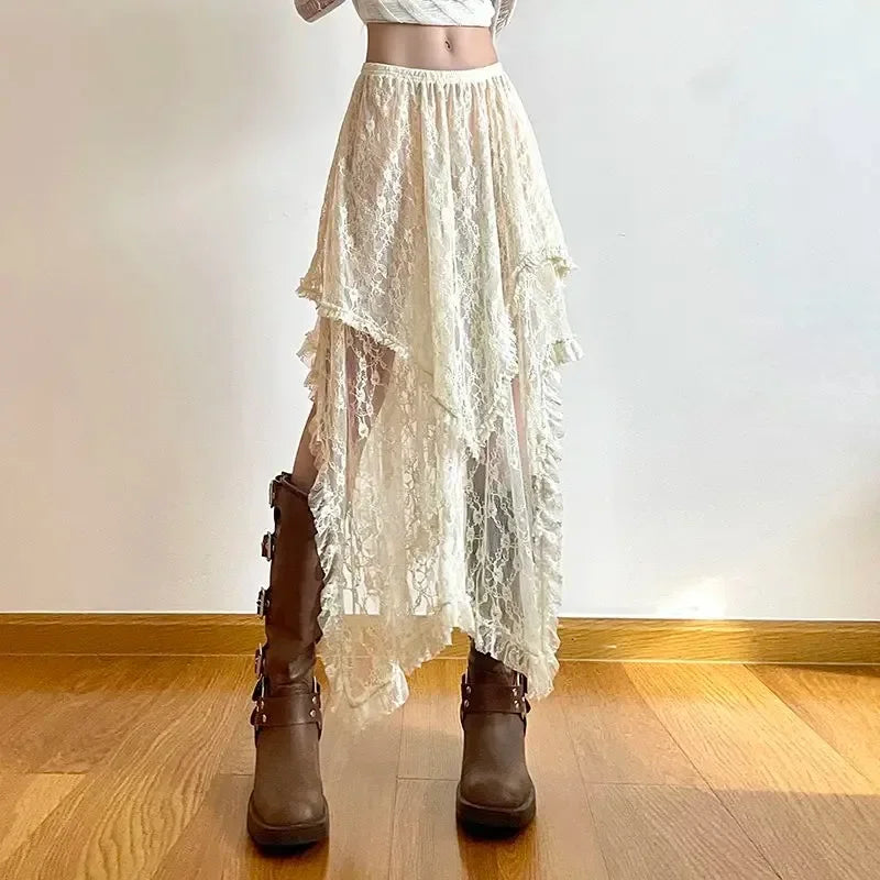 Lace Asymmetrical Skirt