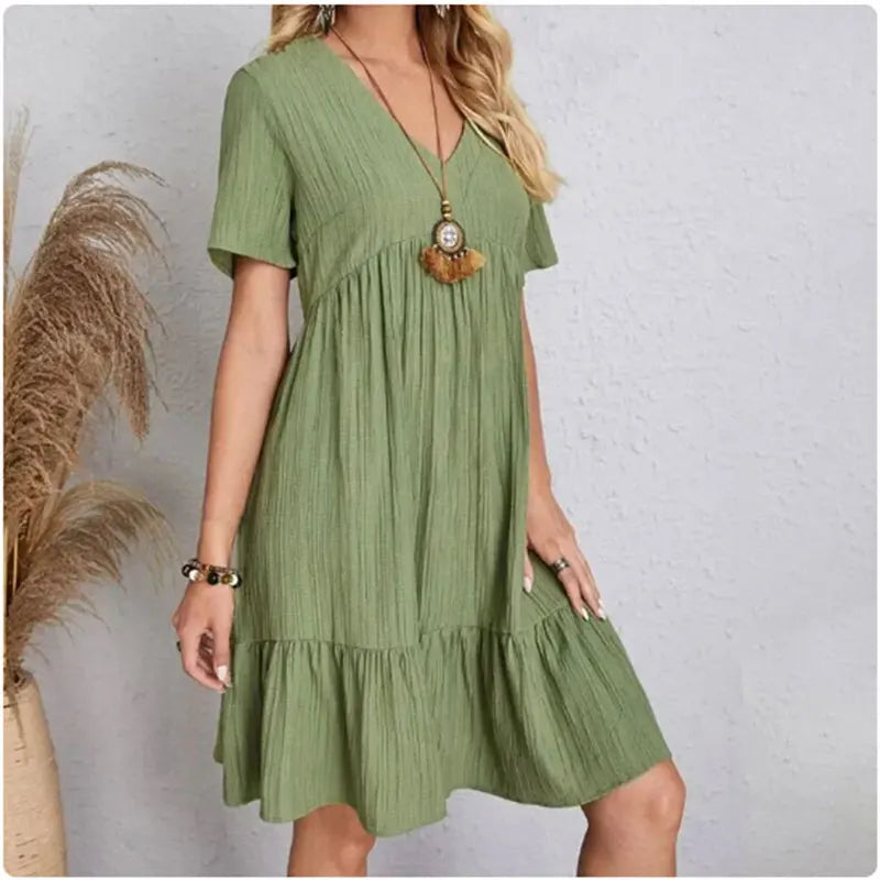 Peplum Dress Spring V-Neck