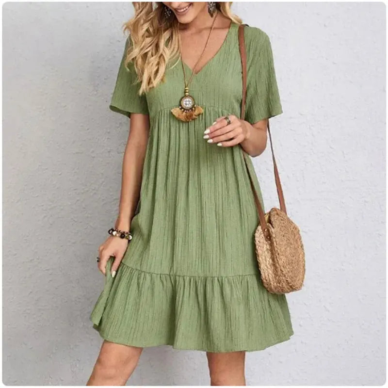 Peplum Dress Spring V-Neck