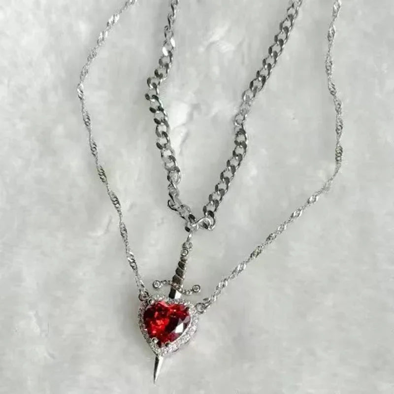 Sword Zircon Pendant Necklace