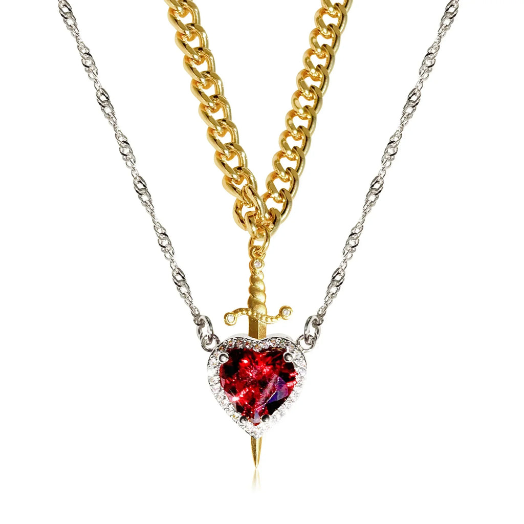 Sword Zircon Pendant Necklace