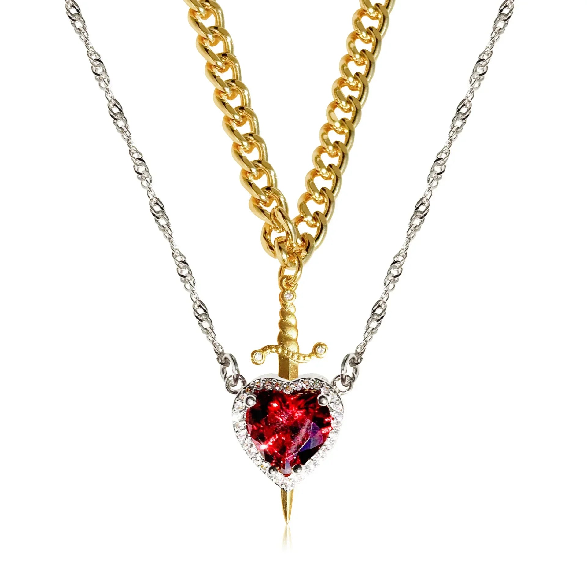 Sword Zircon Pendant Necklace
