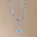 Romantic Blue Crystal Butterfly Necklace