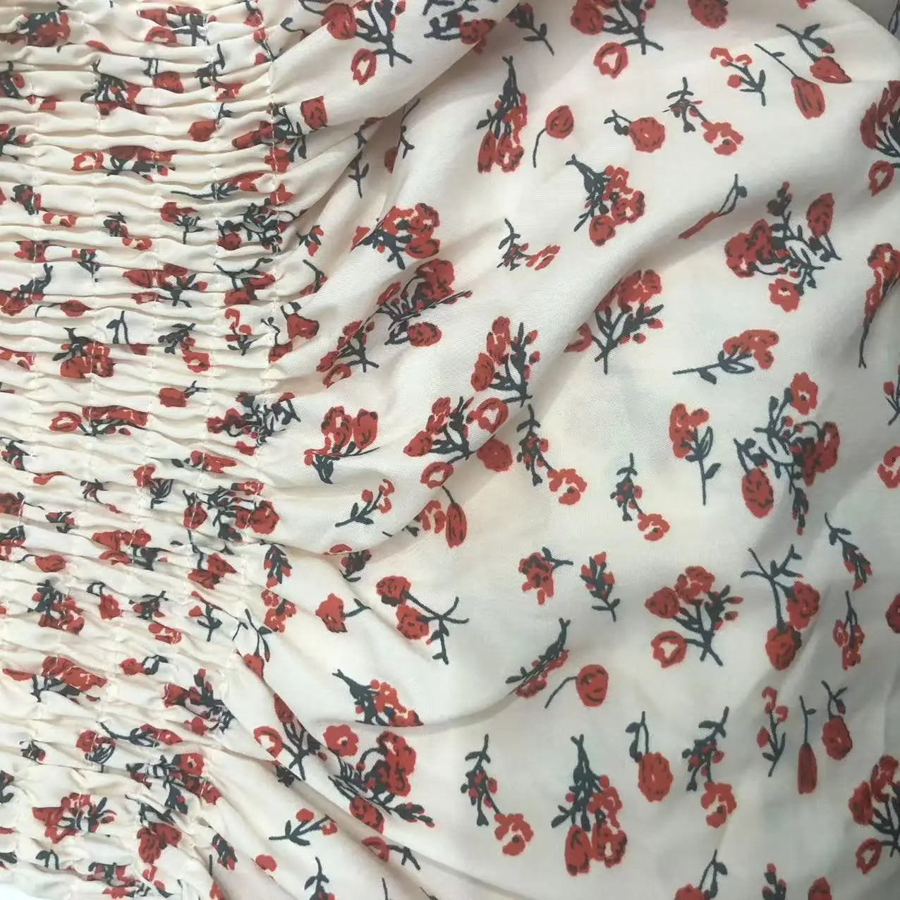 Mini Dresses Elastic Bust Printed Floral Pleated