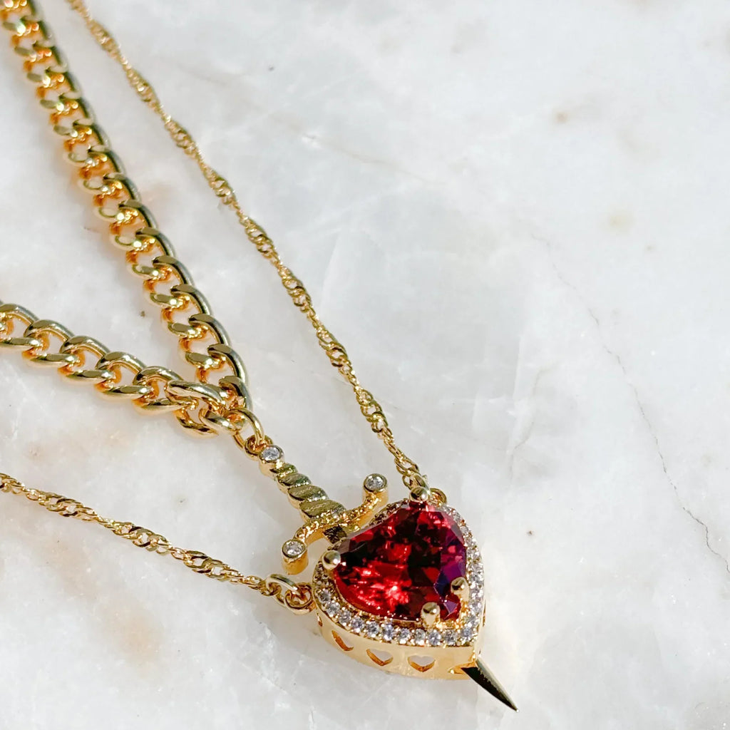 Sword Zircon Pendant Necklace