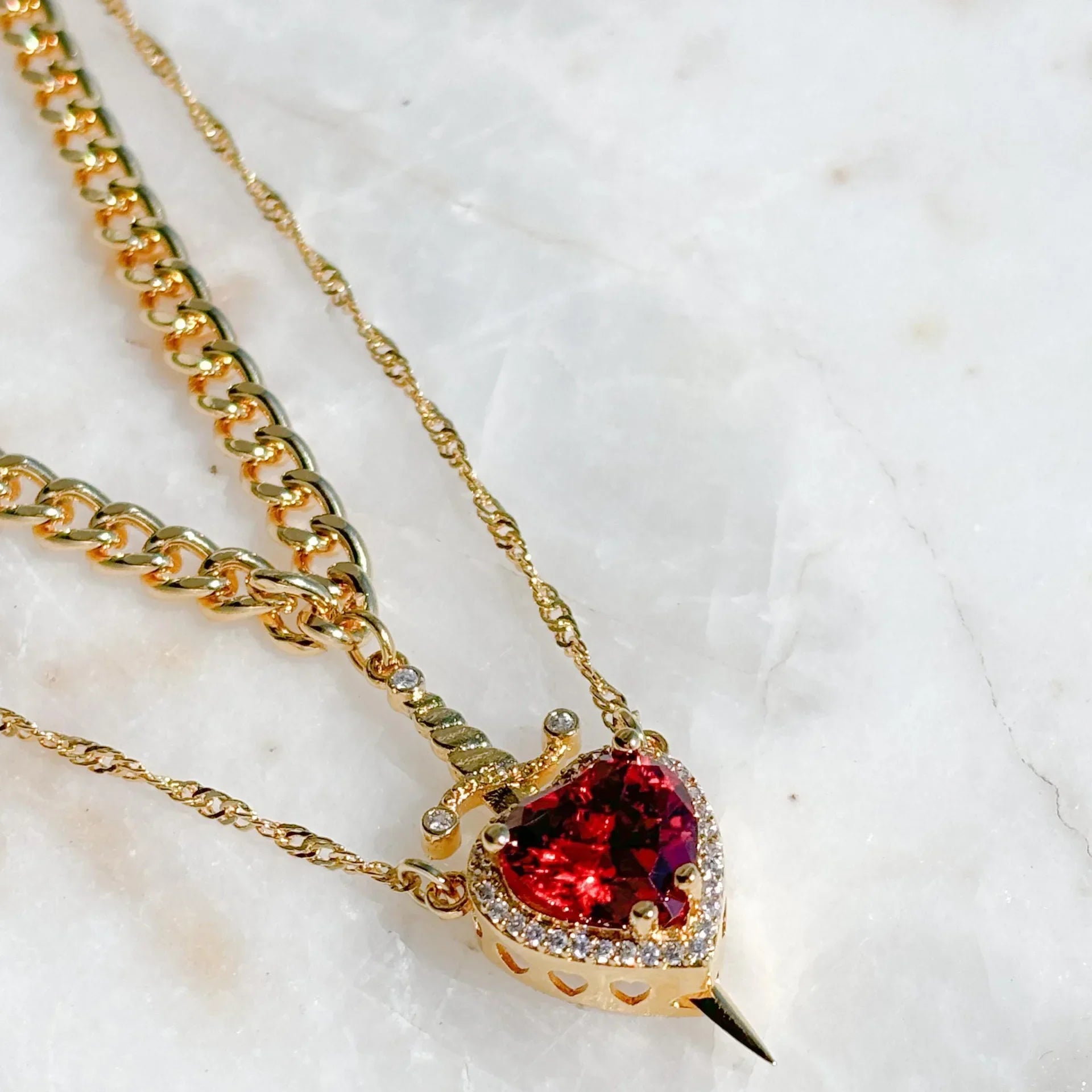 Sword Zircon Pendant Necklace