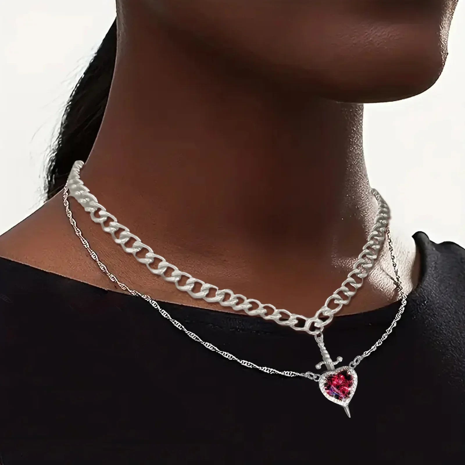 Sword Zircon Pendant Necklace