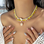 Bohemian Beach Shell Conch Beaded Necklace