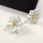White Acrylic Flower Earrings
