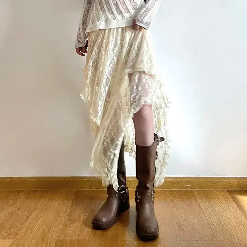 Lace Asymmetrical Skirt