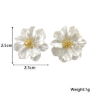 White Acrylic Flower Earrings