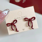Retro Style Red Bowknot Stud Earrings
