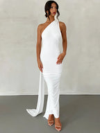 One Shoulder Backless Adjustable Scarf Loop Dress