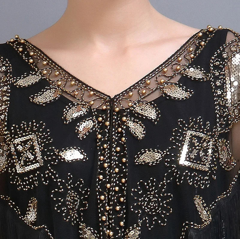 Sequined Shawl with Tassels