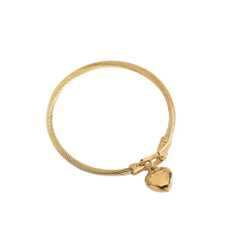 Heart Pendant  Bangle Bracelets