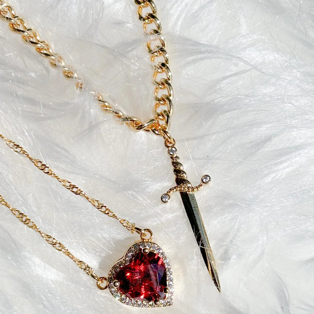 Sword Zircon Pendant Necklace