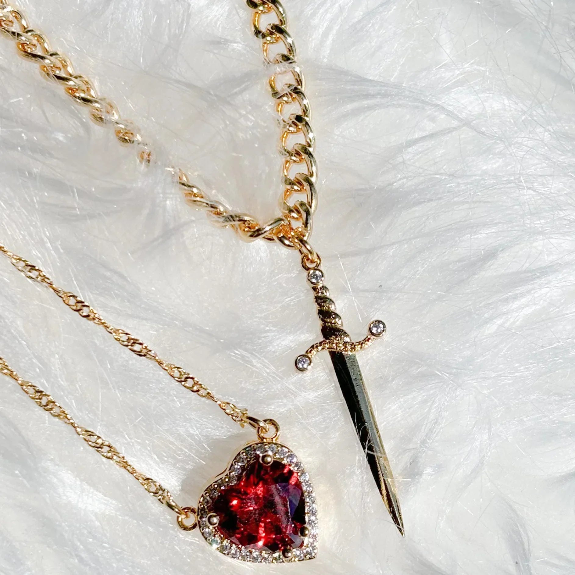 Sword Zircon Pendant Necklace