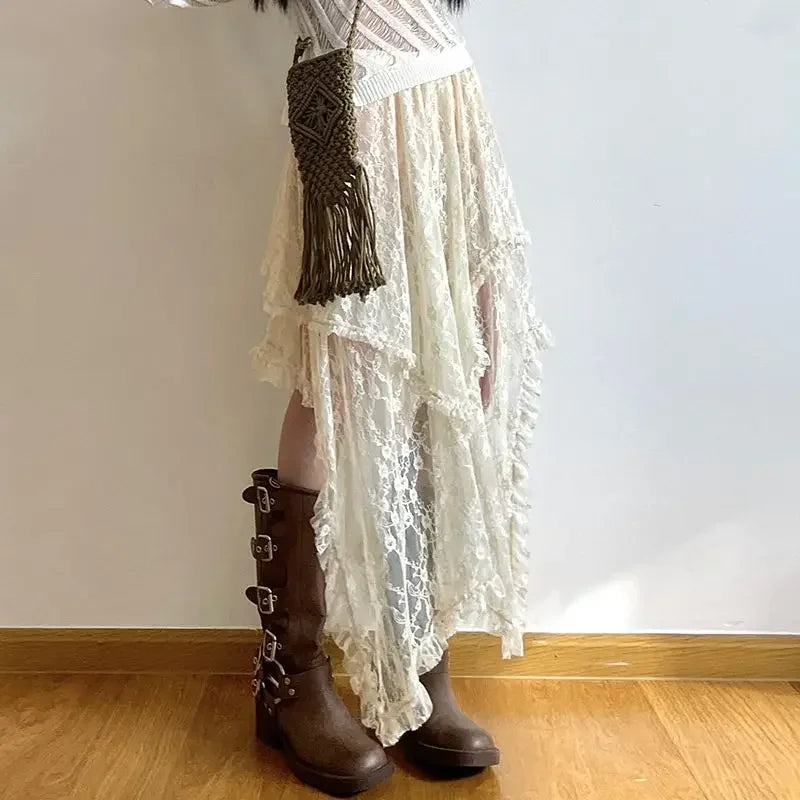 Lace Asymmetrical Skirt