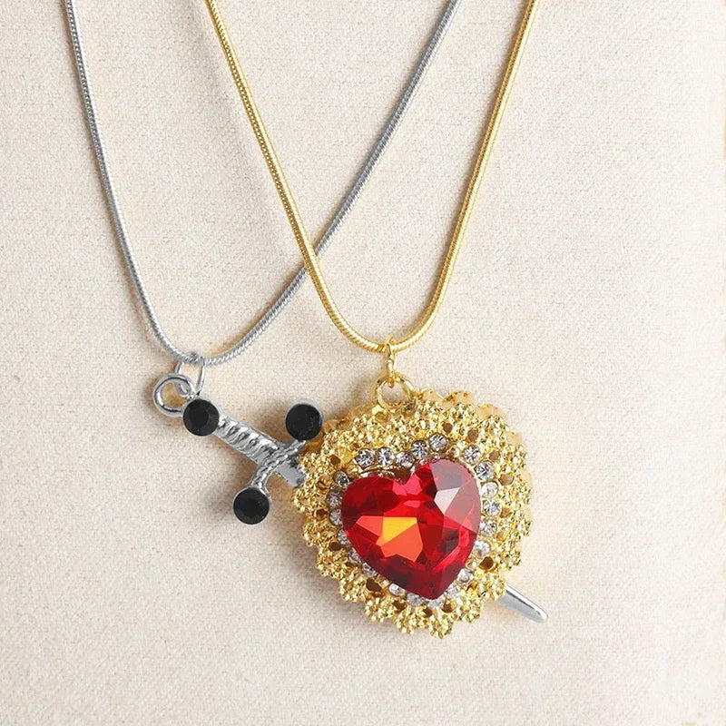 Sword Zircon Pendant Necklace