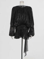 Solid Blouse Mini Dresses