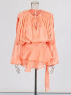 Solid Blouse Mini Dresses