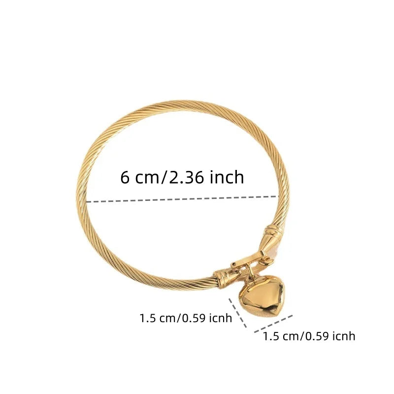 Heart Pendant  Bangle Bracelets