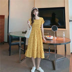Mini Dresses Elastic Bust Printed Floral Pleated