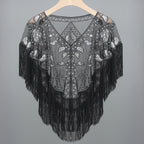 Sequined Shawl with Tassels