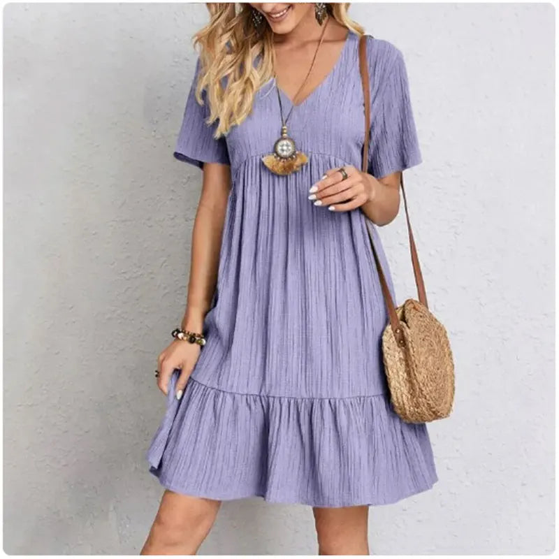 Peplum Dress Spring V-Neck