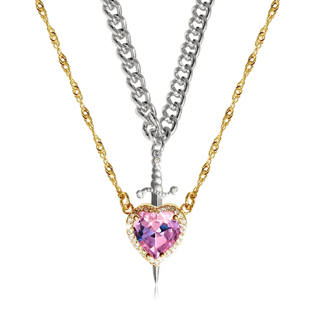 Sword Zircon Pendant Necklace