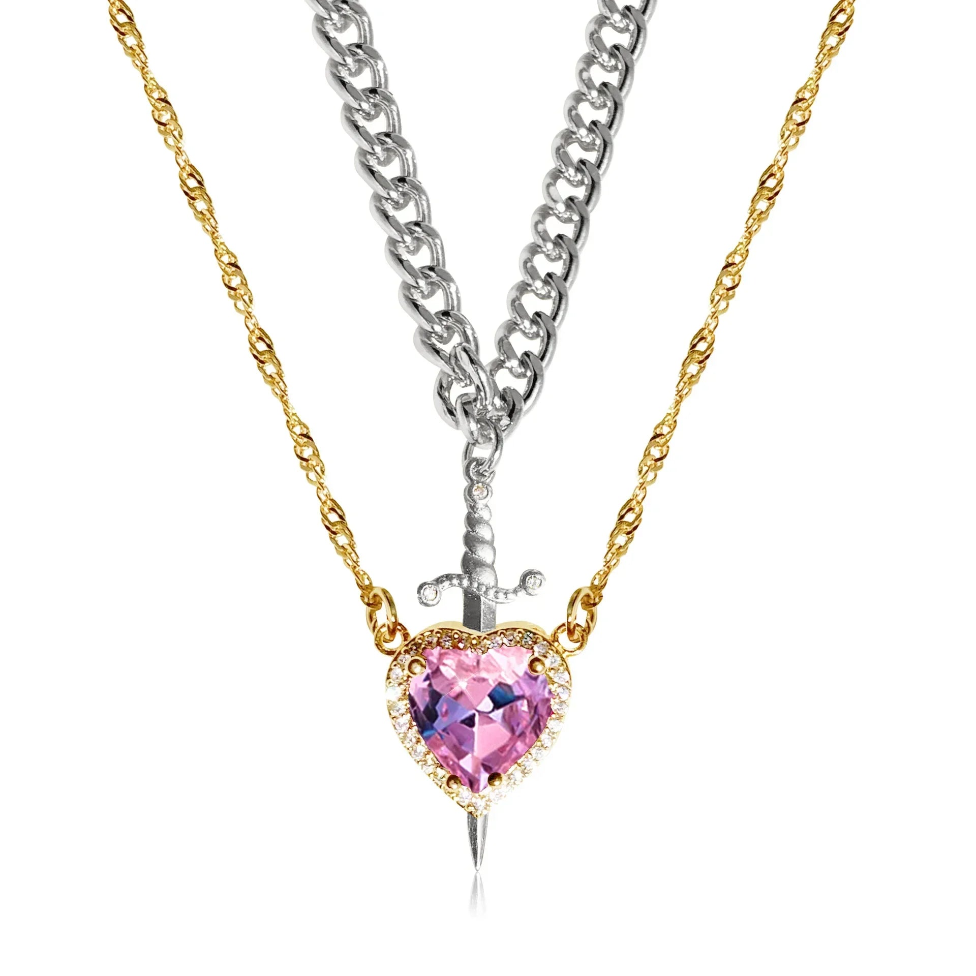Sword Zircon Pendant Necklace