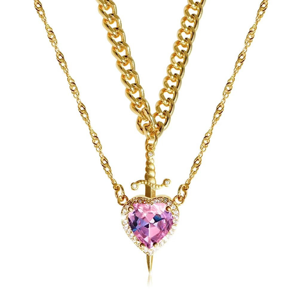 Sword Zircon Pendant Necklace