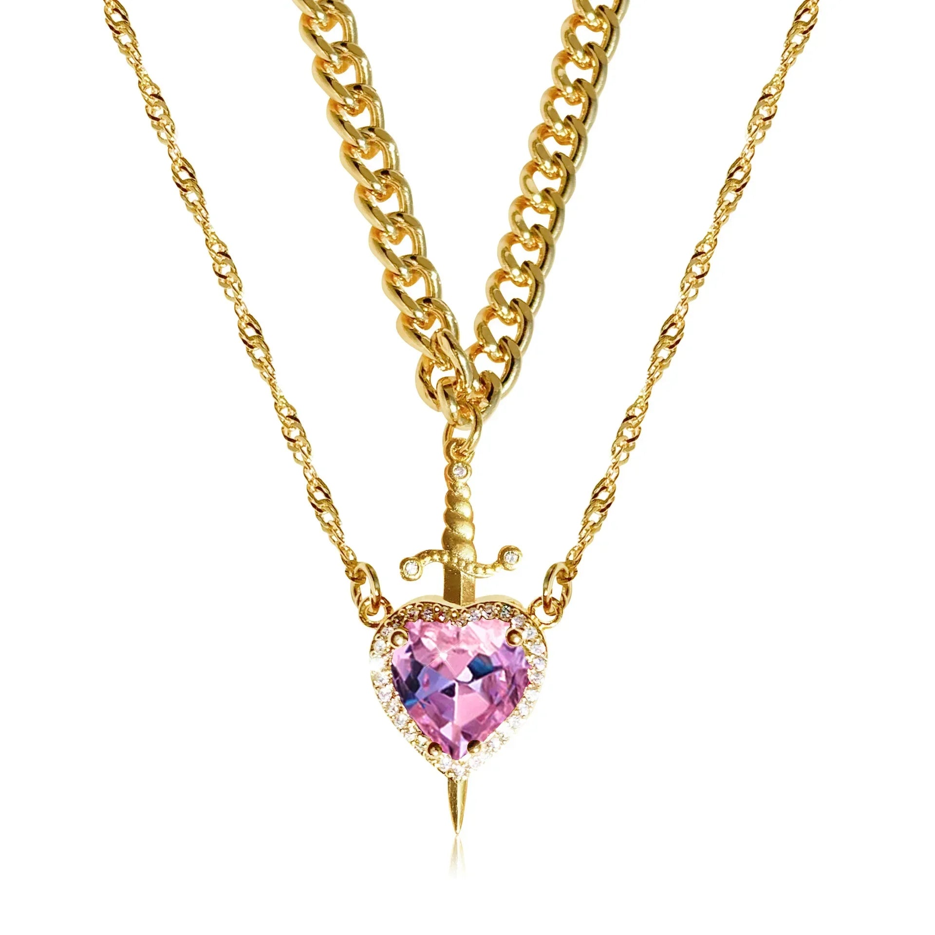 Sword Zircon Pendant Necklace