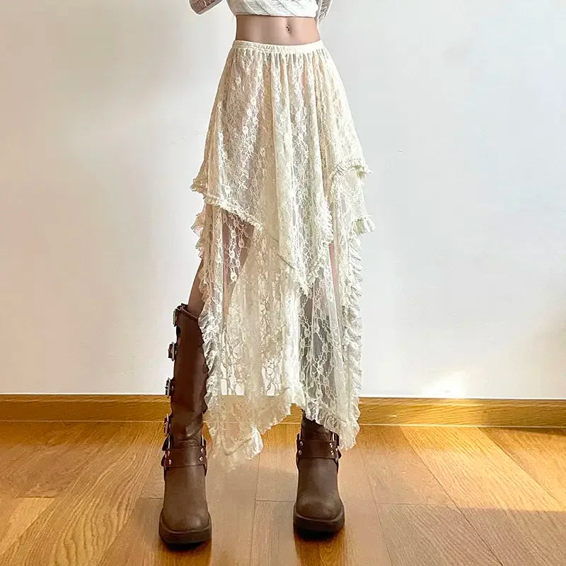 Lace Asymmetrical Skirt