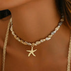Bohemian Beach Shell Conch Beaded Necklace