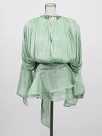 Solid Blouse Mini Dresses