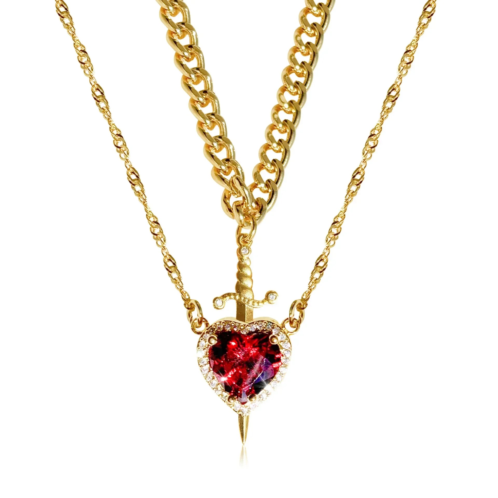 Sword Zircon Pendant Necklace