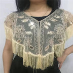 Sequined Shawl with Tassels