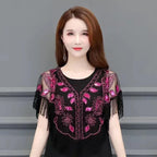 Sequined Shawl with Tassels