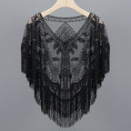 Sequined Shawl with Tassels