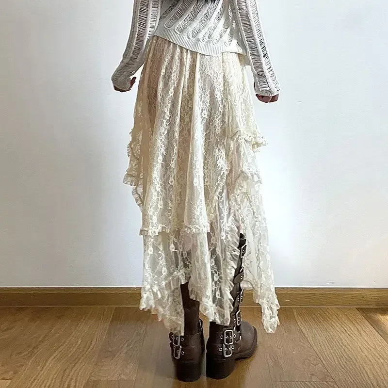 Lace Asymmetrical Skirt