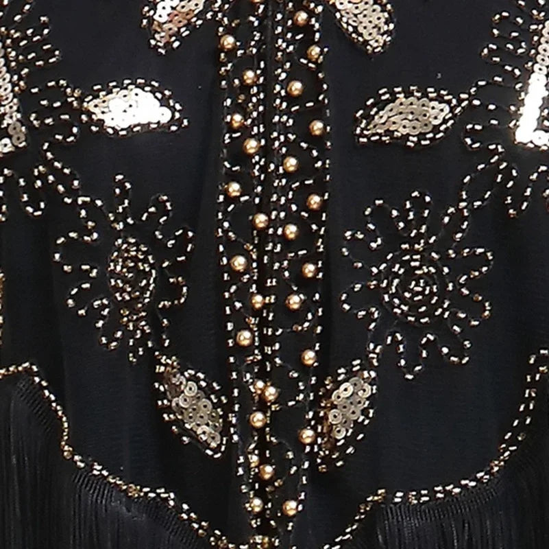 Sequined Shawl with Tassels