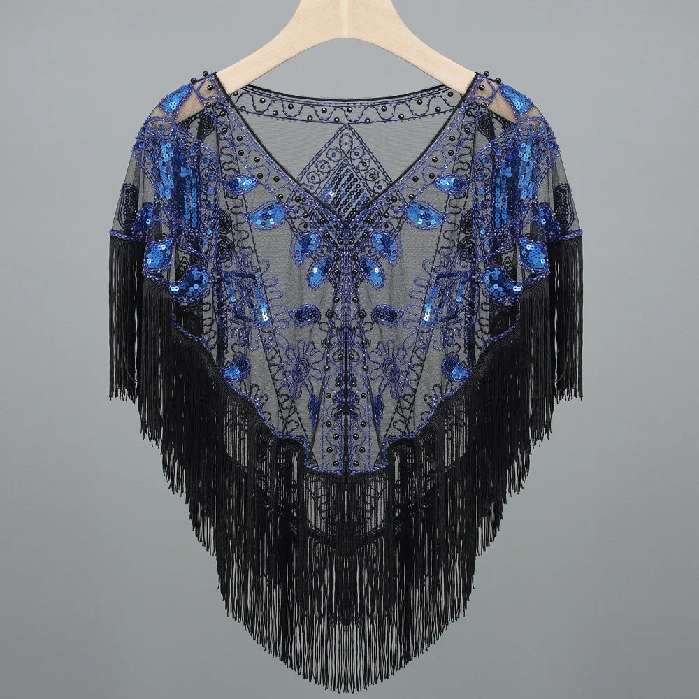 Sequined Shawl with Tassels
