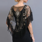 Sequined Shawl with Tassels