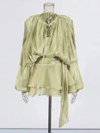 Solid Blouse Mini Dresses