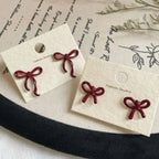 Retro Style Red Bowknot Stud Earrings