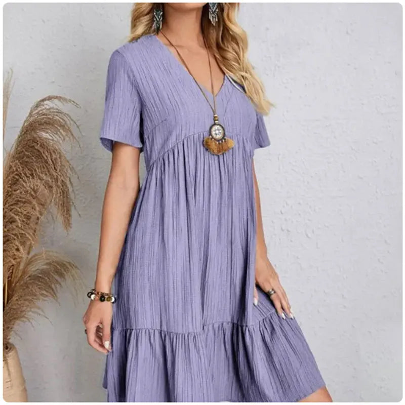Peplum Dress Spring V-Neck
