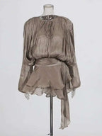 Solid Blouse Mini Dresses